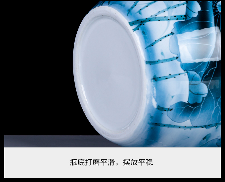 Jingdezhen ceramics hand - made expressions using lotus of blue and white porcelain vase furnishing articles housewarming gift of Chinese style household ornaments