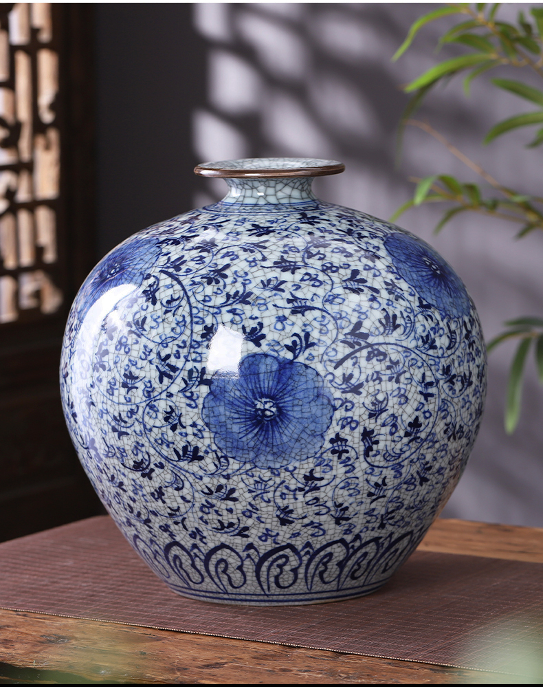 Hand draw archaize of blue and white porcelain of jingdezhen ceramics up vase furnishing articles of Chinese style household flower arrangement sitting room adornment