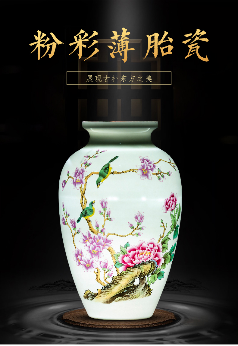 Jingdezhen porcelain ceramic powder enamel thin foetus vase new Chinese flower arranging place to live in the living room TV cabinet decoration