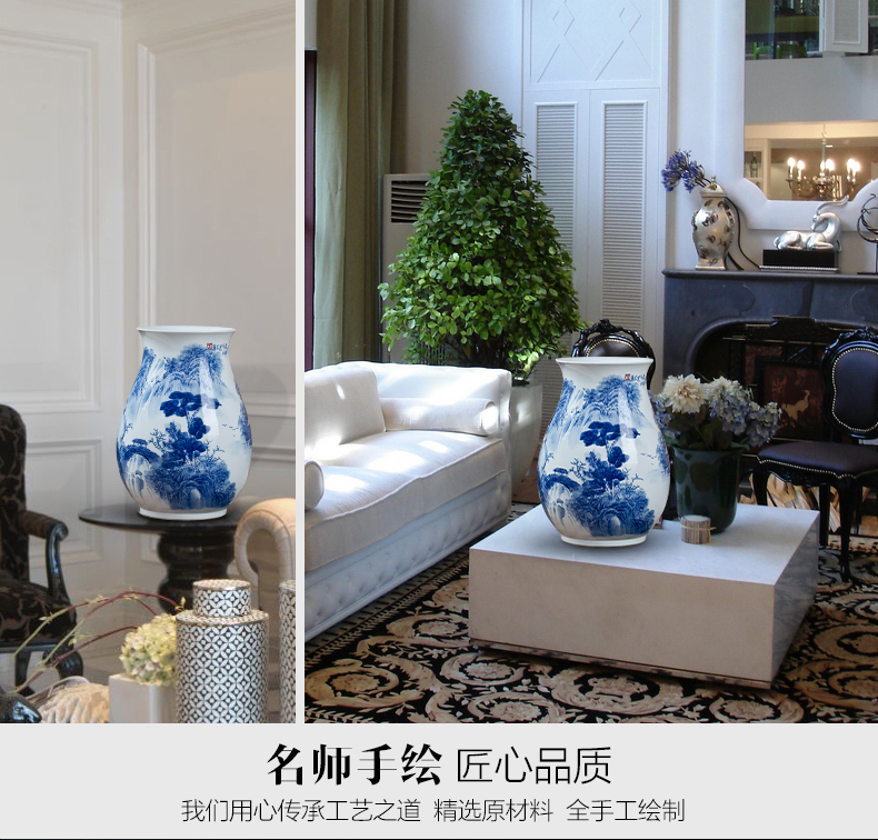 Jingdezhen porcelain ceramic hand - made of blue and white porcelain vases, flower arranging new Chinese style household furnishing articles sitting room porch decoration