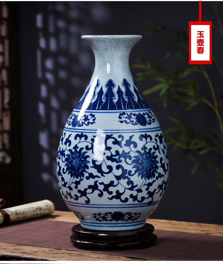 Jingdezhen blue and white porcelain vase furnishing articles flower arranging archaize sitting room ceramics up with Chinese style household decorative arts and crafts