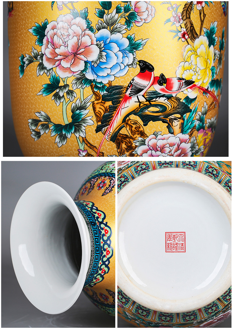 Jingdezhen porcelain ceramic colored enamel flower vase large landing place, a new Chinese style home sitting room adornment