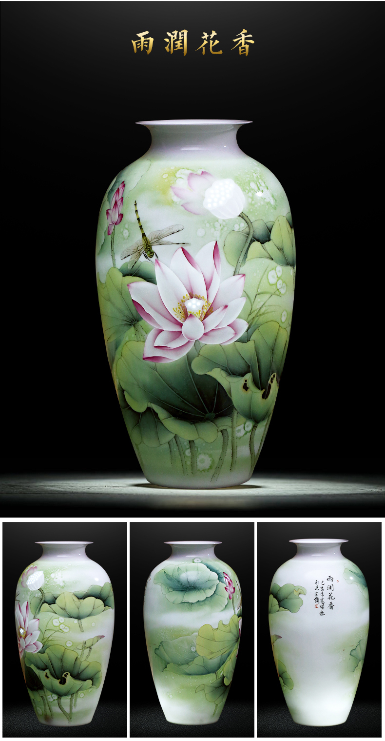 Jingdezhen ceramics hand carved large light lotus flower vase Chinese key-2 luxury household act the role ofing is tasted porch decorate furnishing articles