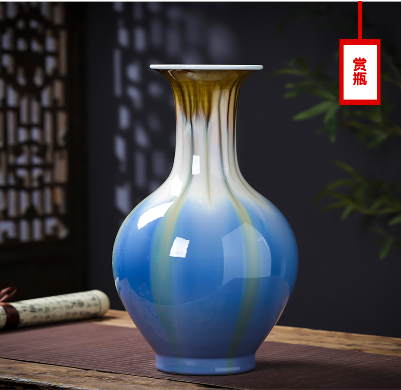 Jingdezhen ceramics vase furnishing articles blue pomegranate wine bottle decoration housing, flower arranging sitting room decoration