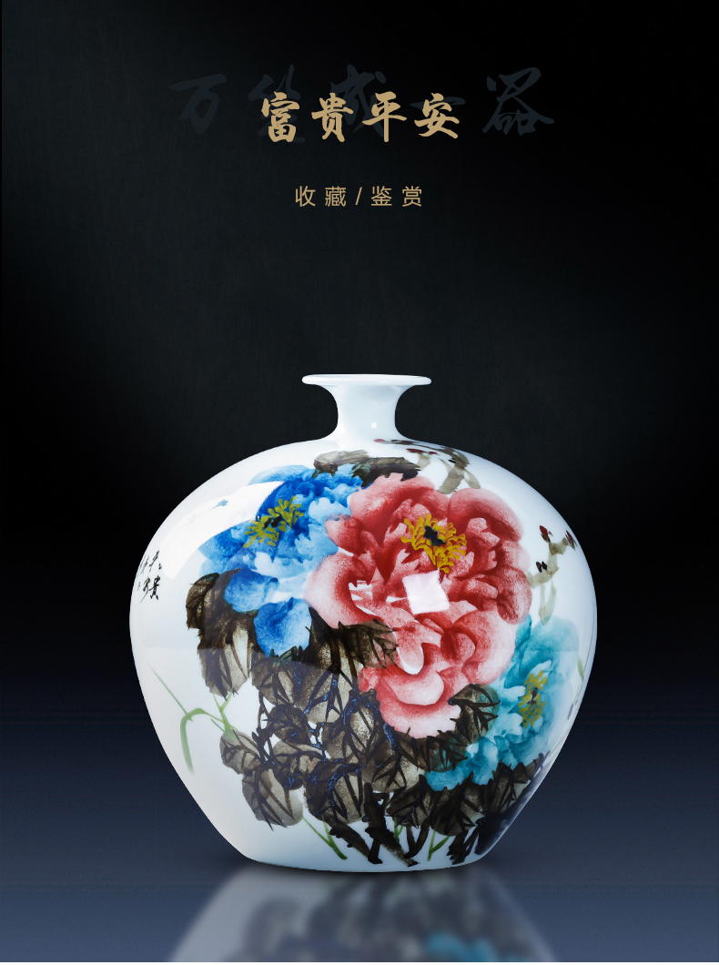 Jingdezhen porcelain furnishing articles ceramic hand - made Chinese blue and white porcelain vase household living room TV cabinet flower decorations