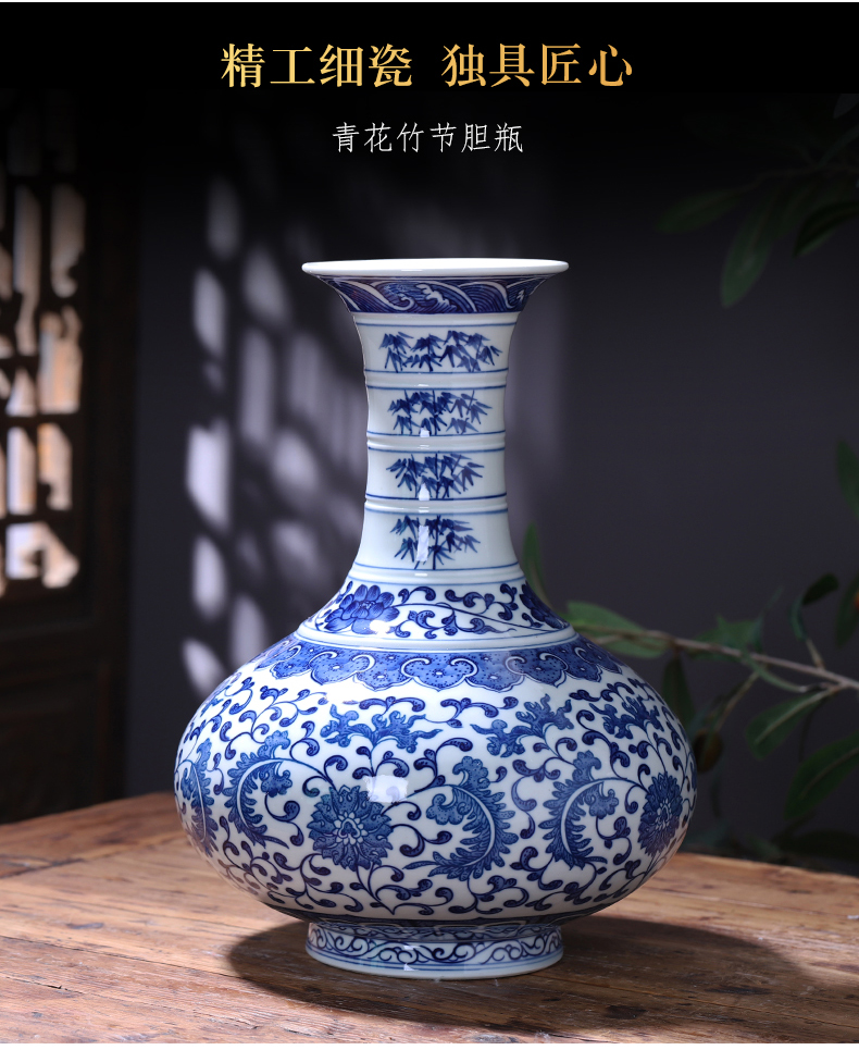 Jingdezhen porcelain ceramic hand - made archaize of blue and white porcelain vases, flower arranging new Chinese style household furnishing articles sitting room adornment