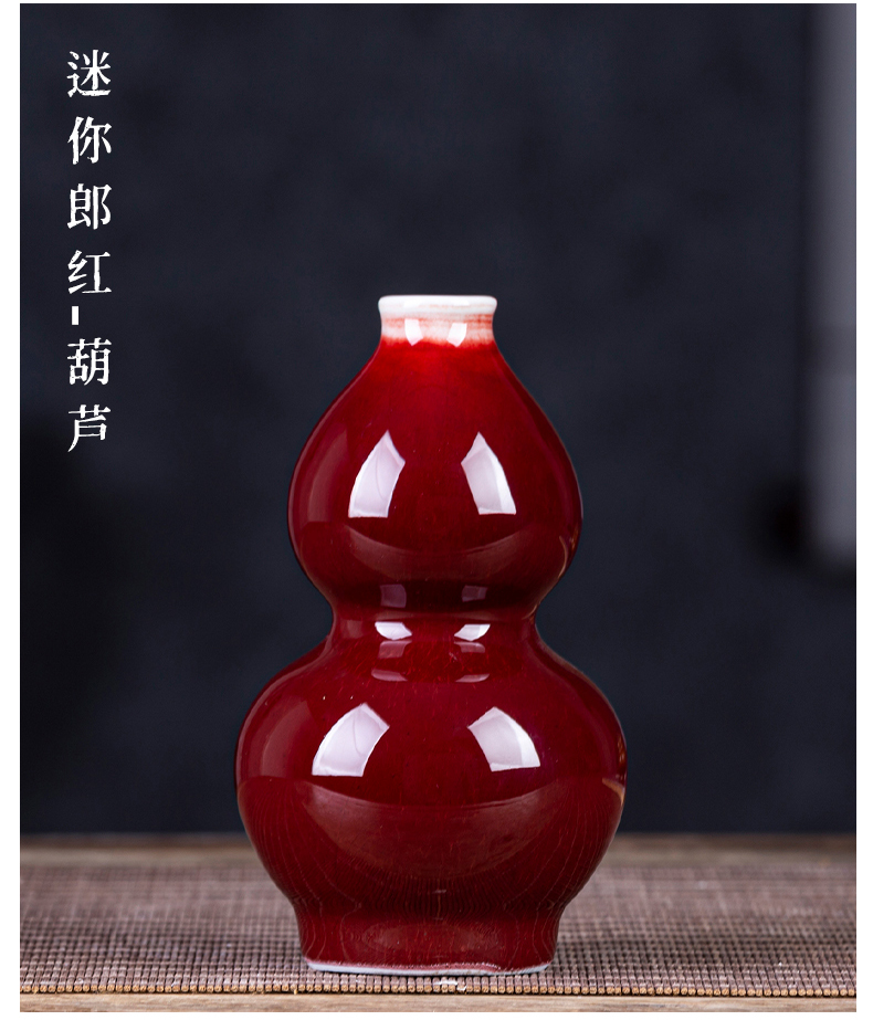 The Mini jingdezhen ceramics up with ruby red floret bottle creative hydroponic flower arranging place to live in tea table decorations