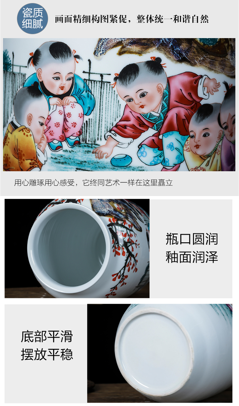 Jingdezhen porcelain ceramic up hand - made vases furnishing articles of new Chinese style household living room TV cabinet decoration decoration