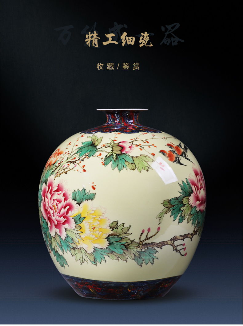 Jingdezhen ceramics hand - made vases large peony pomegranate bottle of flower arranging furnishing articles TV ark, of Chinese style household decoration