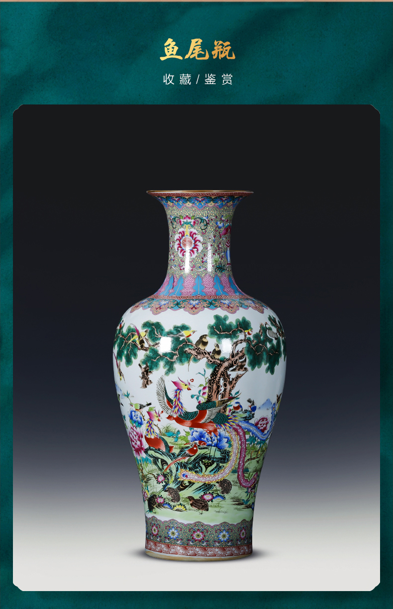 Jingdezhen porcelain ceramic floor big vase furnishing articles large living room TV cabinet decoration of Chinese style household porcelain