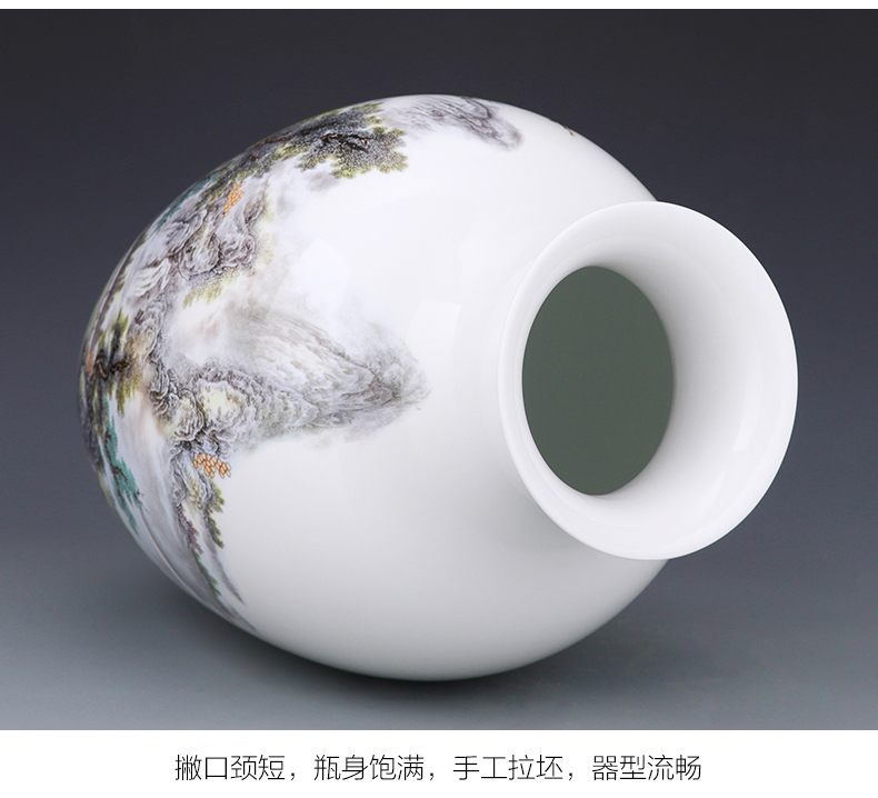 Jingdezhen porcelain ceramic pastel landscape vase of new Chinese style household furnishing articles rich ancient frame flower arrangement sitting room decorations