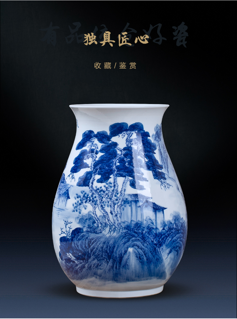 Jingdezhen porcelain ceramic hand - made of blue and white porcelain vases, flower arranging new Chinese style household furnishing articles sitting room porch decoration