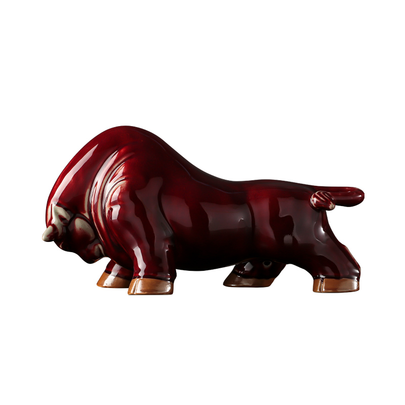 Jun porcelain of jingdezhen ceramics red bull large furnishing articles creative home sitting room of rich ancient frame wine decorative arts and crafts