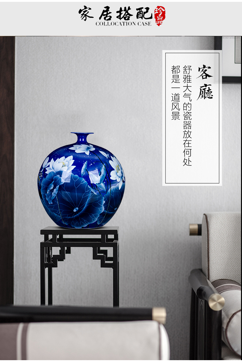 Jingdezhen ceramics hand - made porcelain lotus large vases, Chinese style home club sitting room adornment is placed