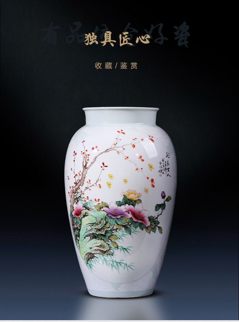 Jingdezhen porcelain ceramic hand - made pastel big vases, new Chinese style household living room TV ark adornment furnishing articles