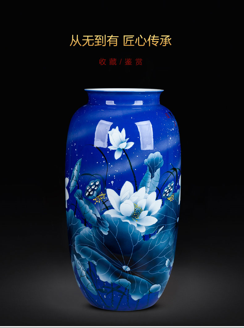 Blue and white porcelain of jingdezhen ceramics hand - made big lucky bamboo vases, sitting room of Chinese style household decorations furnishing articles