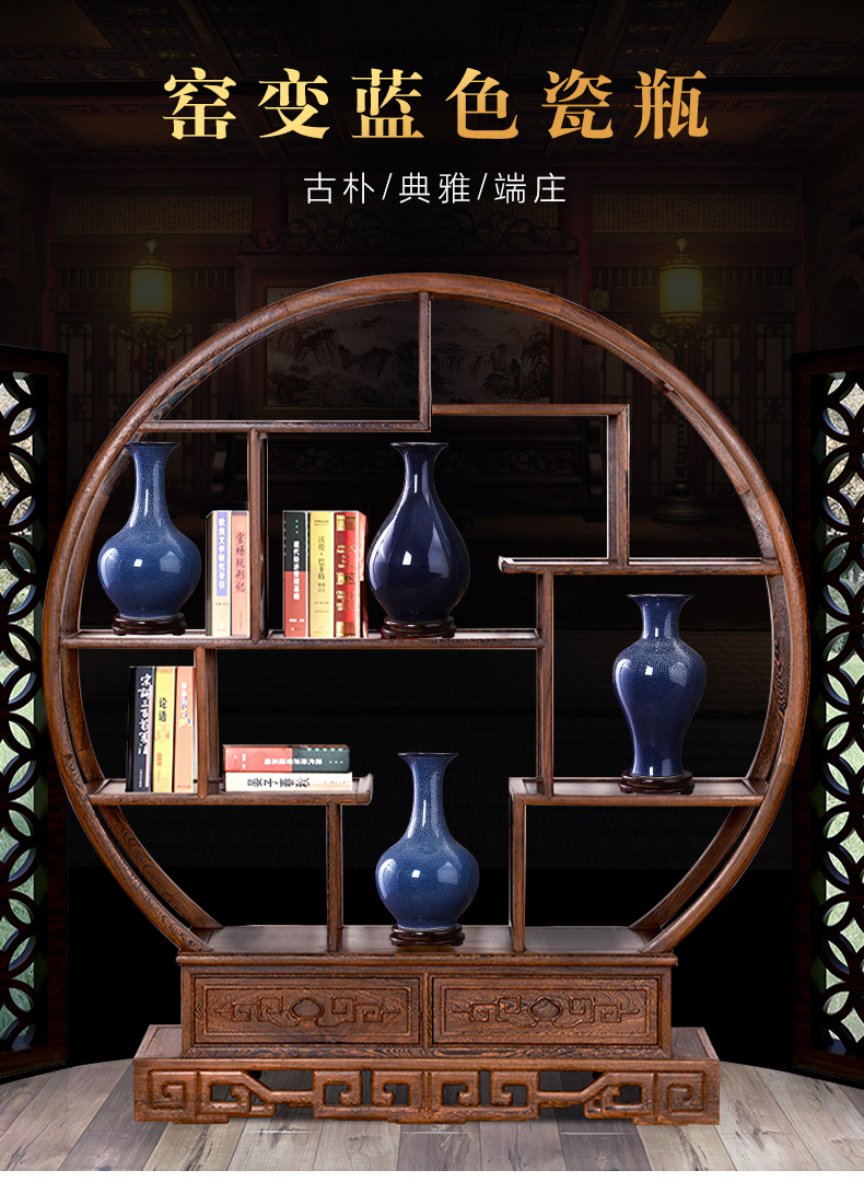 Jingdezhen porcelain ceramic up blue vase flower arranging place of new Chinese style household living room TV cabinet decoration