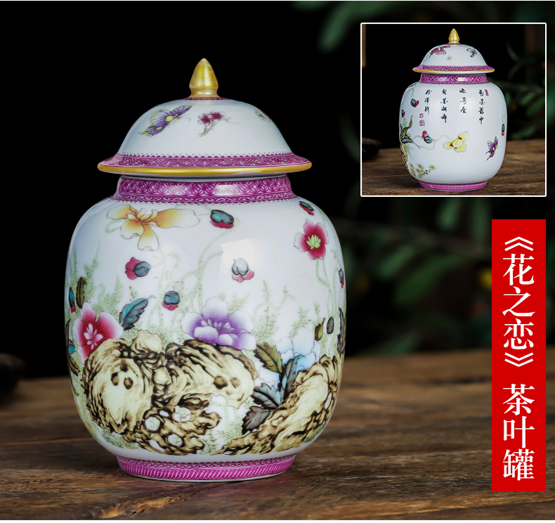 Jingdezhen ceramics small caddy fixings see colour enamel loose tea storage tanks with cover half jins to wake tea pot