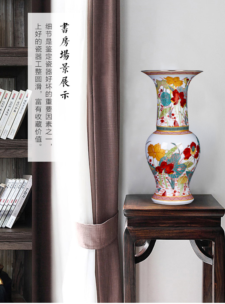 Jingdezhen ceramics colored enamel archaize creative floret bottle rich ancient frame sitting room adornment of Chinese style household furnishing articles