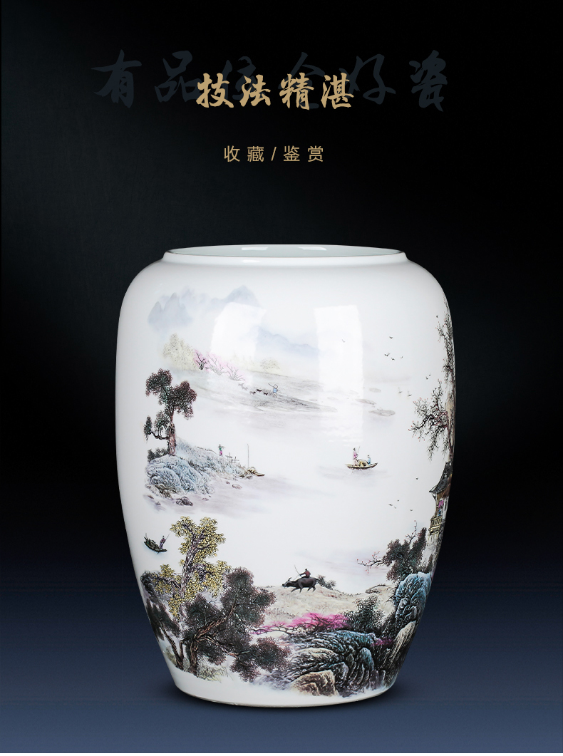 Jingdezhen porcelain ceramic floor big quiver vase painting and calligraphy scrolls the receive living room home furnishing articles