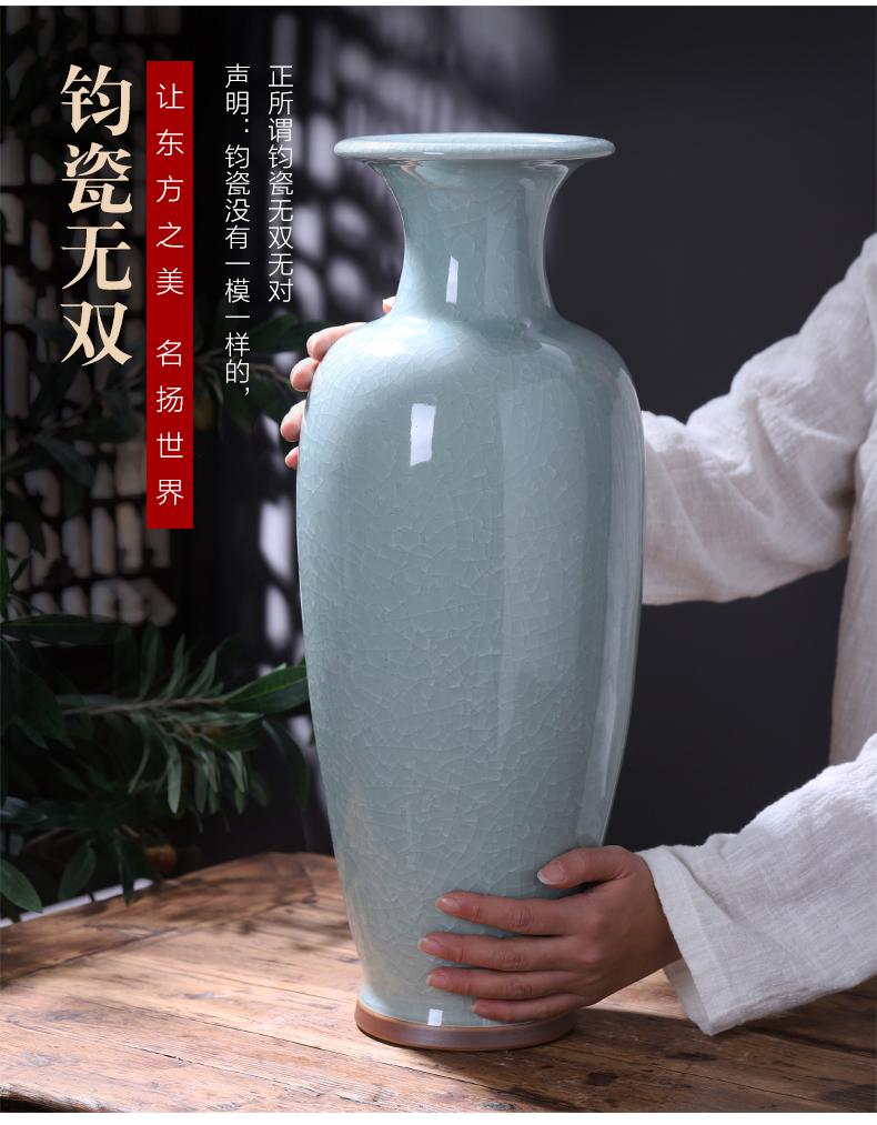 Jingdezhen ceramics vase furnishing articles sitting room flower arranging Chinese style household large archaize the jun porcelain floor furnishing articles