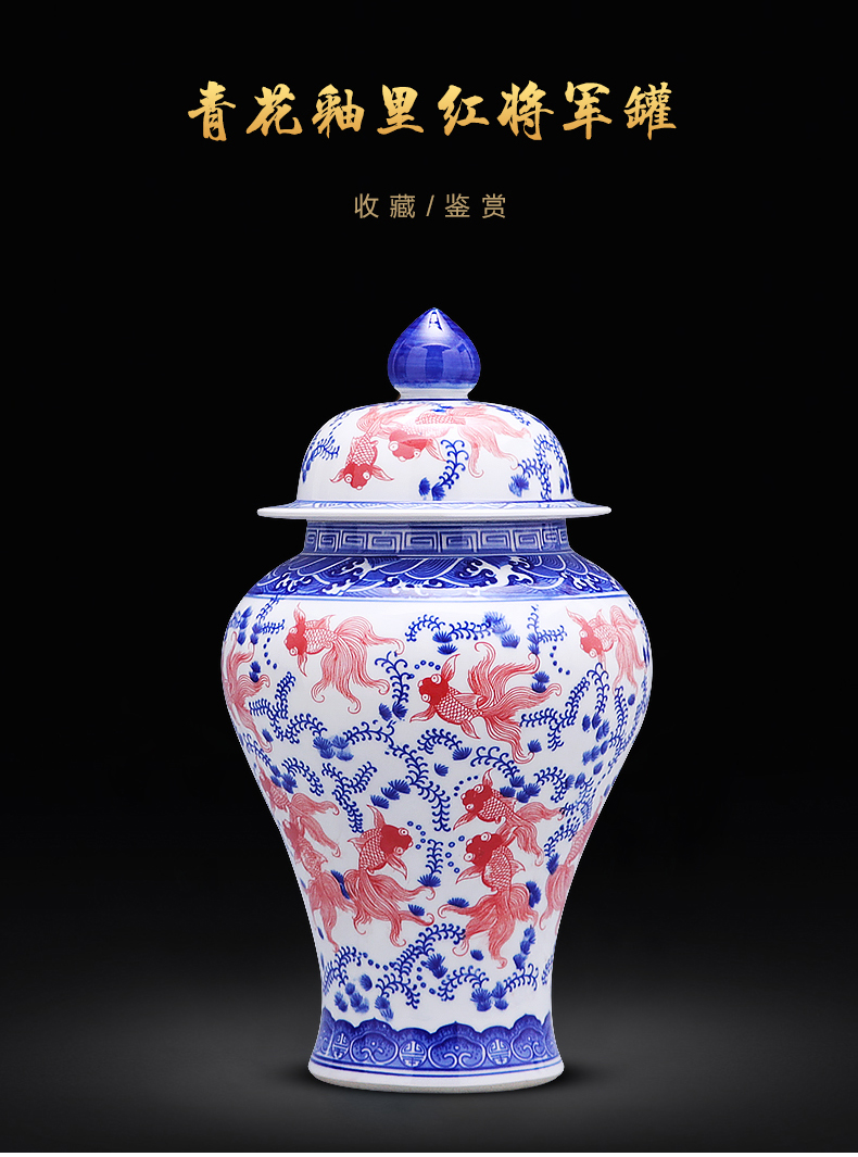 Jingdezhen ceramics craft blue and white porcelain vase in the sitting room porch decorate rich ancient frame decoration accessories restoring ancient ways furnishing articles