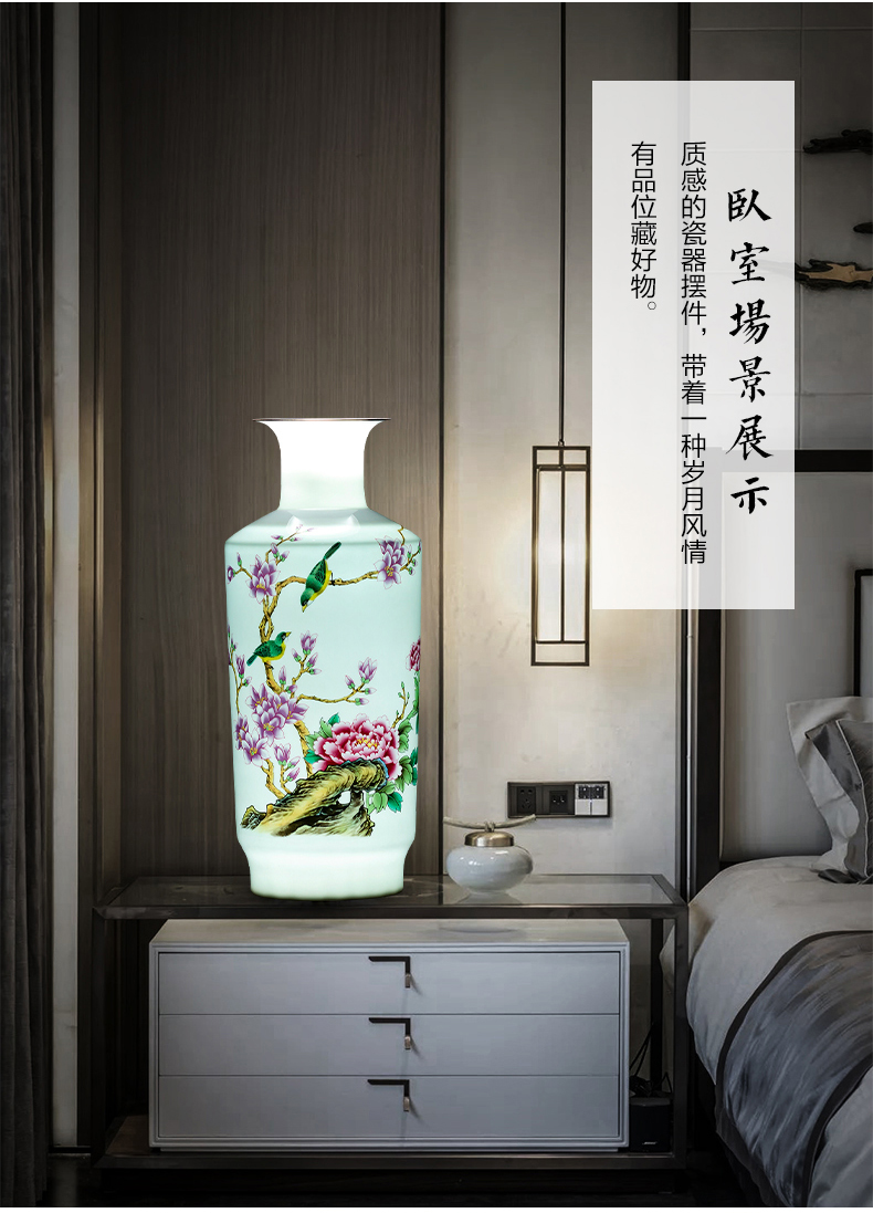 Jingdezhen porcelain ceramic powder enamel thin foetus vase new Chinese flower arranging place to live in the living room TV cabinet decoration