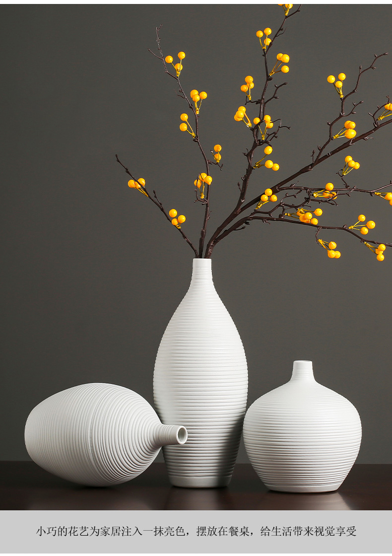 White ceramic vase furnishing articles modern creative simple Chinese flower arranging dried flowers sitting room home TV ark, adornment