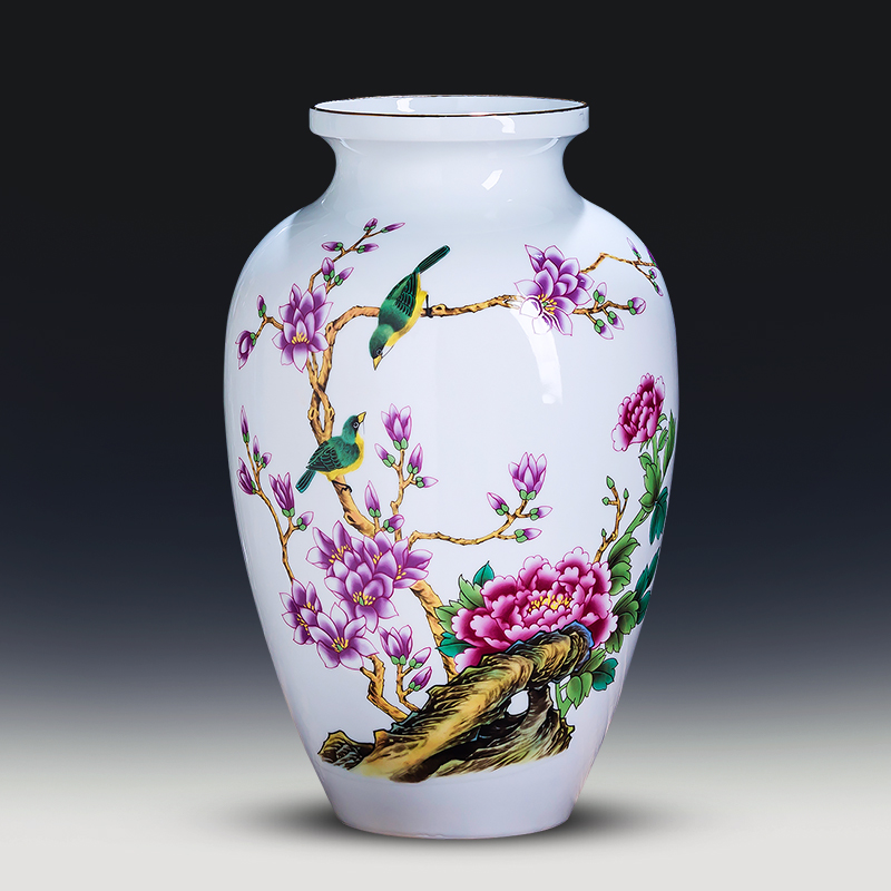 Jingdezhen porcelain ceramic powder enamel thin foetus vase new Chinese flower arranging place to live in the living room TV cabinet decoration