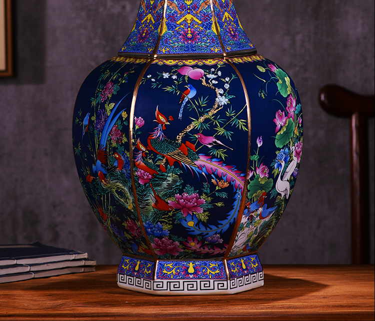 Jingdezhen ceramics imitation qianlong colored enamel vase furnishing articles example room of Chinese style household adornment TV ark