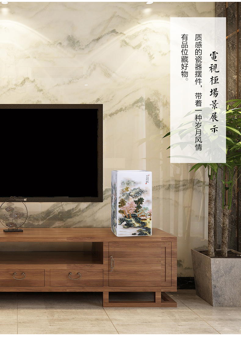 Jingdezhen porcelain ceramic square big vases, flower arranging is placed the new Chinese style household living room TV cabinet decoration