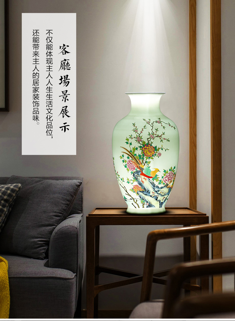 Jingdezhen porcelain ceramic powder enamel thin body new Chinese style household vase living room TV ark, flower adornment furnishing articles