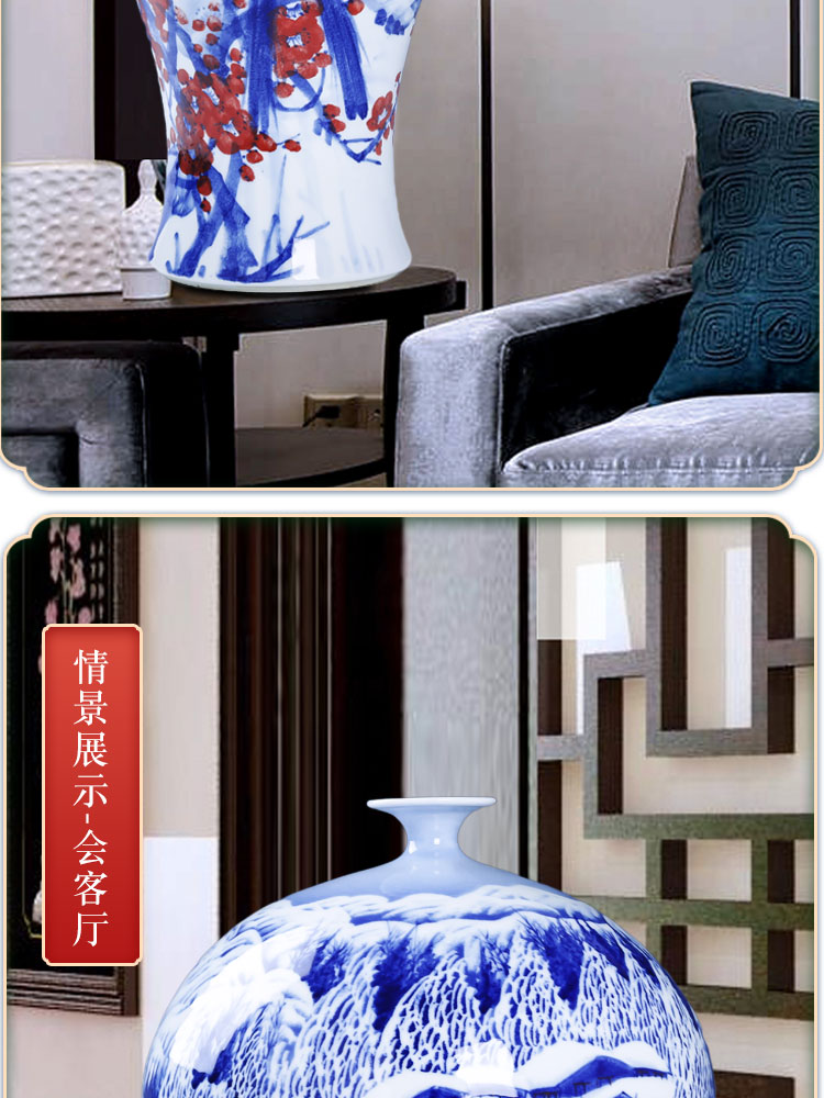 Jingdezhen ceramics hand - made color under the glaze of blue and white porcelain vase example room sitting room adornment of Chinese style household furnishing articles