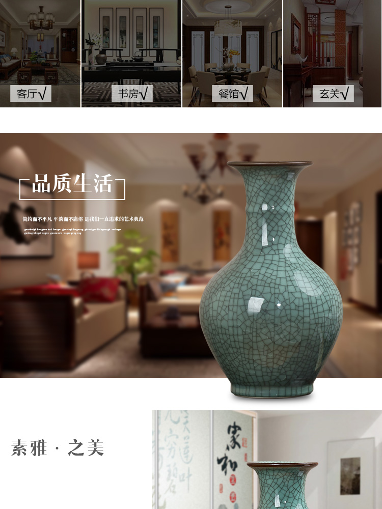 Jingdezhen ceramic crack glaze vase archaize up furnishing articles rich ancient frame flower arranging Chinese style restoring ancient ways household ornaments