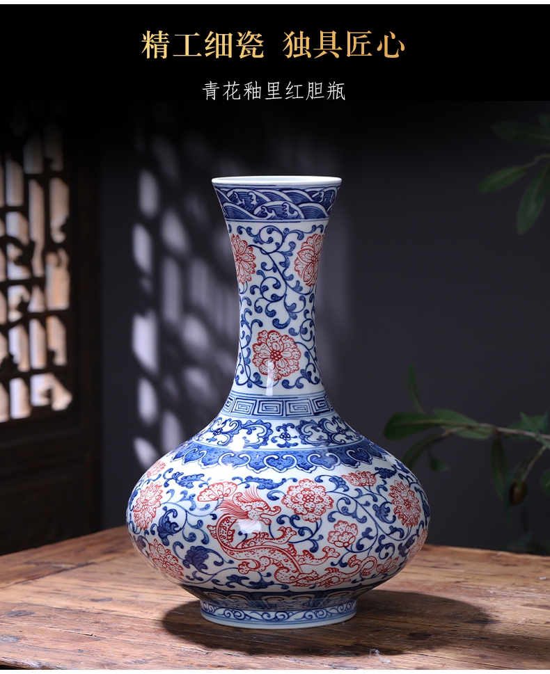 Jingdezhen porcelain ceramic hand - made archaize of blue and white porcelain vases, flower arranging new Chinese style household furnishing articles sitting room adornment