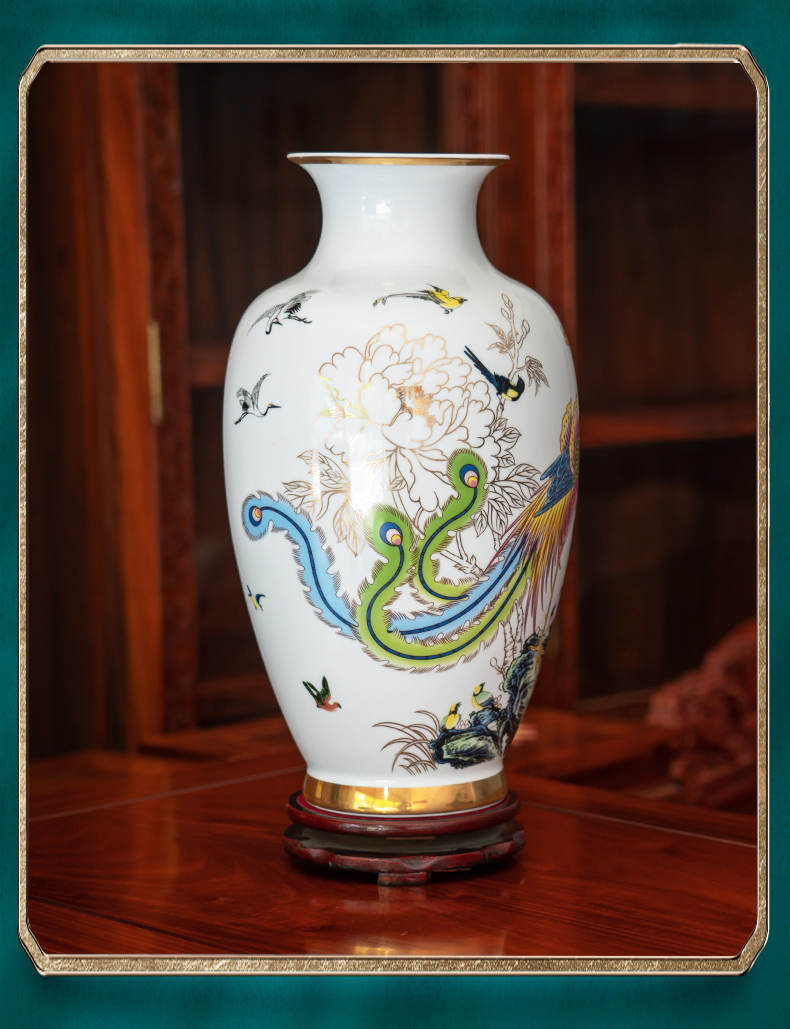 Jingdezhen porcelain ceramic hand - made paint longfeng vase is placed the new Chinese style household living room TV cabinet decoration