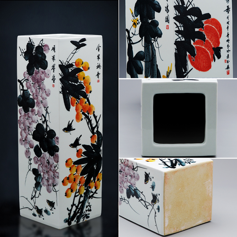 Jingdezhen ceramic set device penjing masters hand - drawn square of large vases, new Chinese style home sitting room adornment