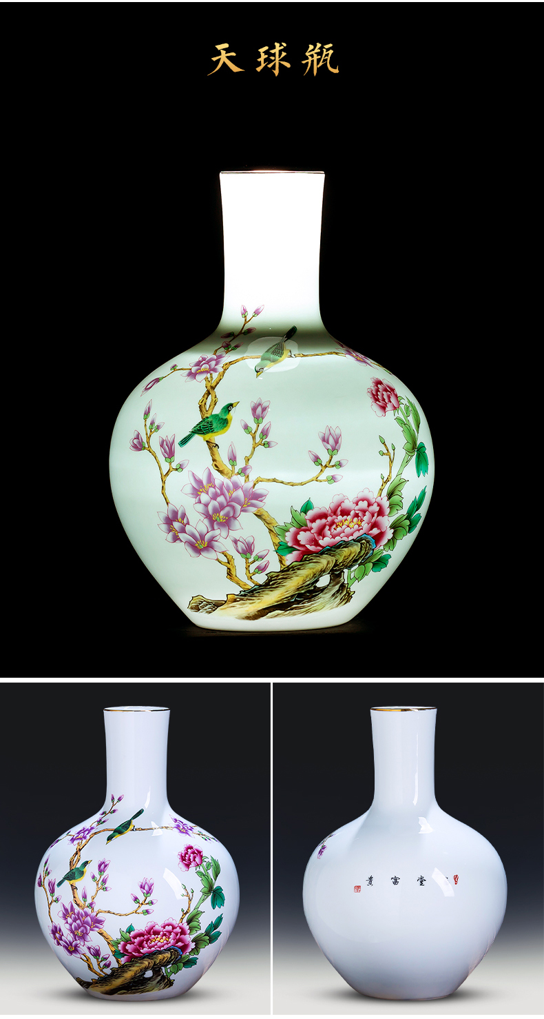 Jingdezhen porcelain ceramic powder enamel thin foetus vase new Chinese flower arranging place to live in the living room TV cabinet decoration