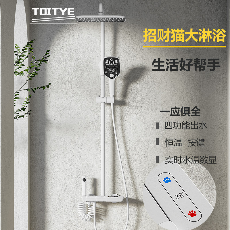 Japan TOITYE copper intelligent thermostat display keys white shower shower set gun grey simple shower