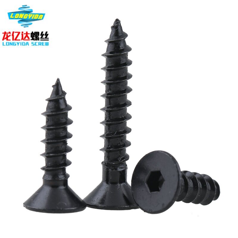 M3M4M5 black 304 stainless steel sunk head hexagonal self - tapping screw plated black galvanized flat cup wood screw