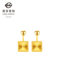 New Year's gift jewelry pure gold earrings gold fashion laser square earrings personalized niche square earrings single