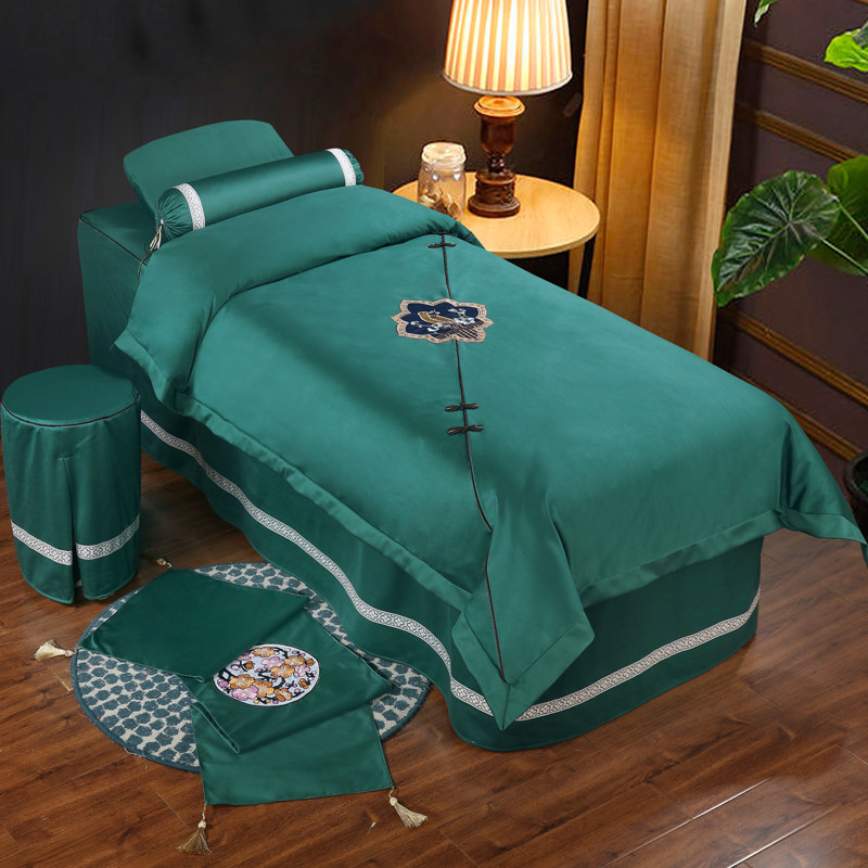 Four Seasons Net Red Cotton Beauty Bed Four-Piece Set Cotton Beauty Salon Massage Treatment Tuina Shampoo Bedspread One-Piece Set