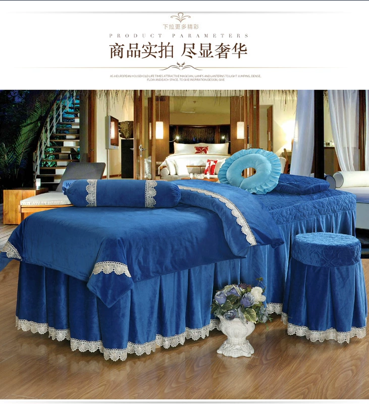Pha lê nhung đẹp giường bao gồm bốn bộ massage cao cấp phong cách châu Âu vật lý trị liệu massage đặc biệt sản phẩm giường đơn giản