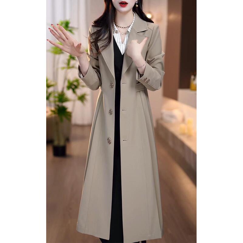 2026 Spring and Autumn New Style Light Luxury High-End Suit Collar Mid-Length Coat Slim Fit Casual Trench Coat