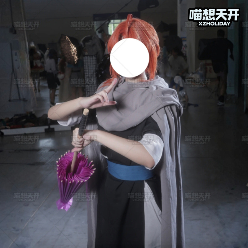 [in Stock] Gintama Night Rabbit Kamui Cosplay Costume Black Long Robe Cloak Cape Cosplay Outfit Men's Clothing