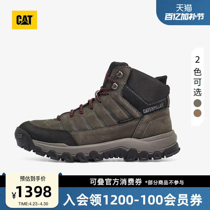 Cat Spring/Summer Men's Outdoor High-Top Waterproof Hiking Boots Leather Work Boots Same Style as in Shopping Malls
