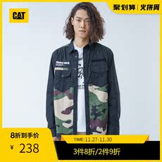 Футболка cat/卡特秋冬长袖衬衣男翻领迷彩拼接潮流休闲衬衫专柜同款