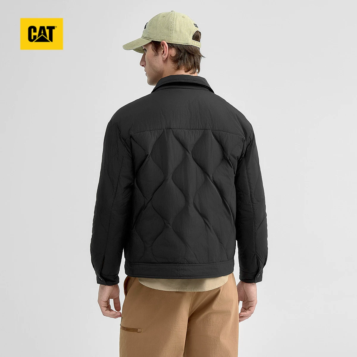CAT Demi-season design retro short thin down jacket, trend of season