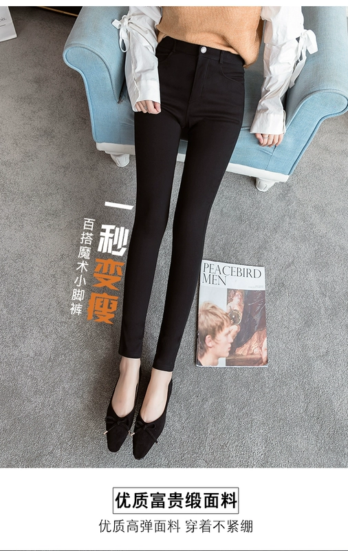 Quần bút chì đen 2018 mới cao eo co giãn chân mỏng mùa thu và quần legging mùa đông nữ mặc cộng với nhung dày