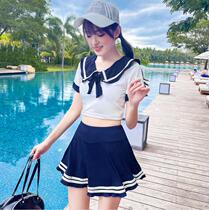 Swimsuit womens 2021 new split two-piece suit cute girl students cover belly and look thin and small chest Korean ins conservative